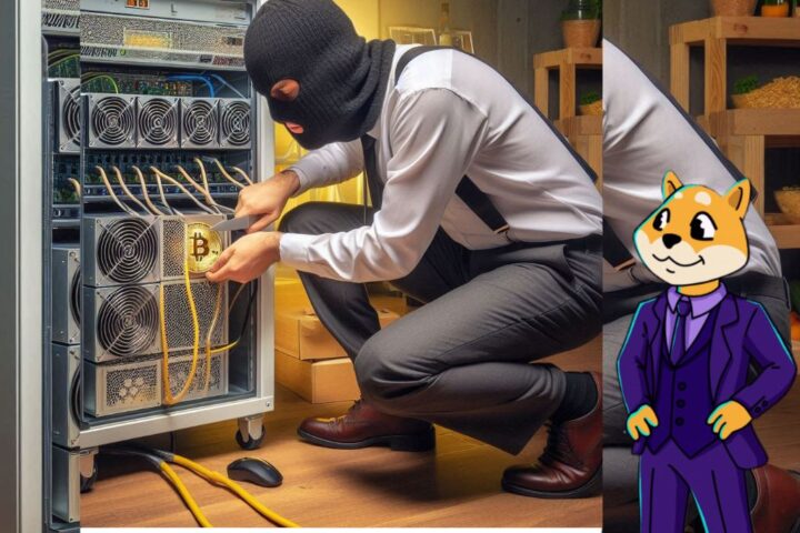 A representational image of an employee carrying out crypto mining