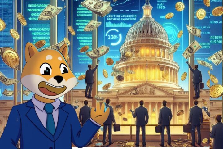 A representational image of crypto lobbying expenditures skyrocketing